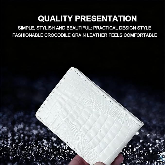 Bling Sparkle Rhinestone Flower Leather Credit Card Holder,10 Slots BlankDriver's License Holder for Women and Men, Multi-Functional Card Organizer for Documents, ID Cards, License (White)