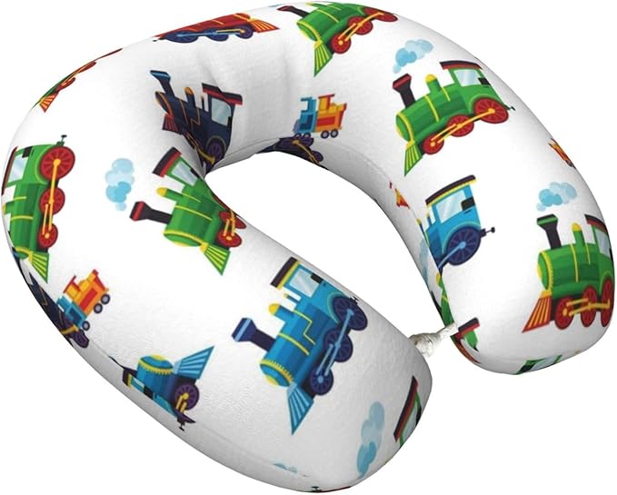 Funny Neck Pillow Support for Car Flight Rest Train Pattern Cartoon, Memory Foam U Shaped Decor Head Cushion for Home Outdoors Travel