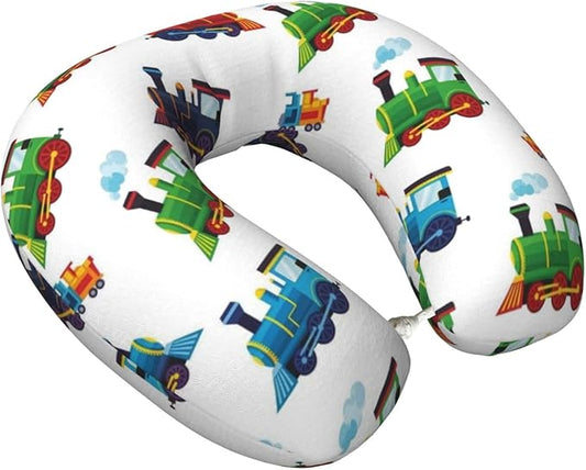 Funny Neck Pillow Support for Car Flight Rest Train Pattern Cartoon, Memory Foam U Shaped Decor Head Cushion for Home Outdoors Travel