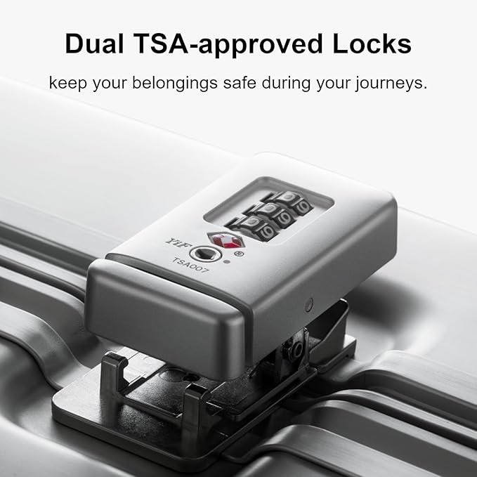 LEVEL8 Gibraltar Carry on Luggage, 20 Inch Aluminum Zipperless Luggages Airline Approved, Hardside Suitcase with TSA Lock and Spinner Wheels, Silver