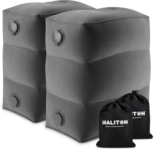 Maliton Inflatable Foot Rest Pillow for Air Travel, Toddler Airplane Travel Essentials, Car Seat Foot Rest for Kids, Adjustable Height Leg Rest Pillow for Airplane, Home, Office(Dark Grey, 2 Pack)