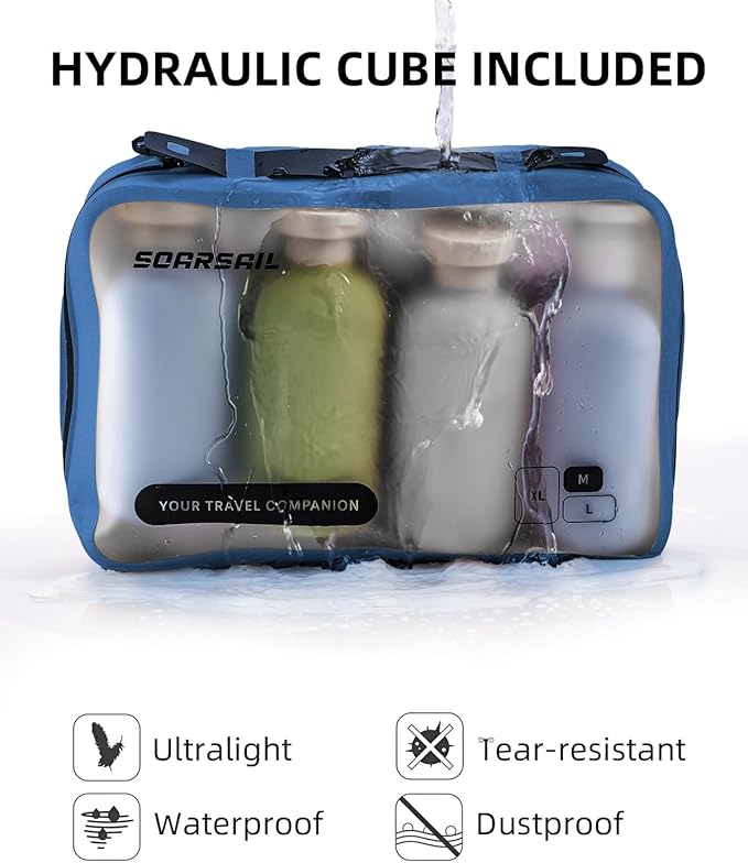 6 Set Compression Packing Cubes for Travel, Large Medium Small Luggage Organizers, Storage Bags for Clothes (6 Pack, Dark Blue)