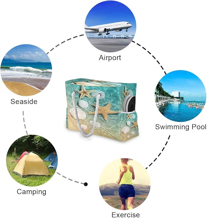 senya Large Beach Shoulder Bags Canvas Tote Water Resistant for Gym Travel Daily