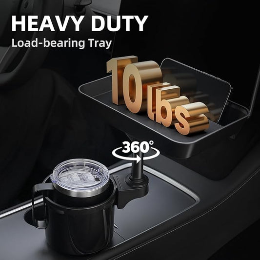 Car Cup Holder Tray, Cup Holder Expander Adapter for Car, 9.5” Car Food Tray Table for Eating, Car Essentials Fits Yeti, Hydro Flask 16-46 oz