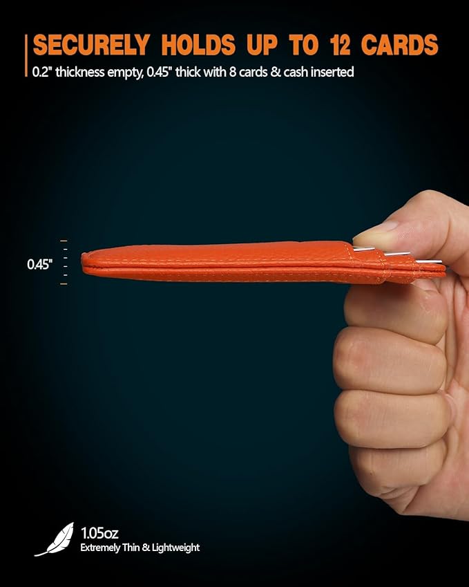 RUNBOX Slim ID Cases Minimalist Front Pocket RFID Blocking Leather Wallets for Men and Women Card Holder Wallets Gifts for men