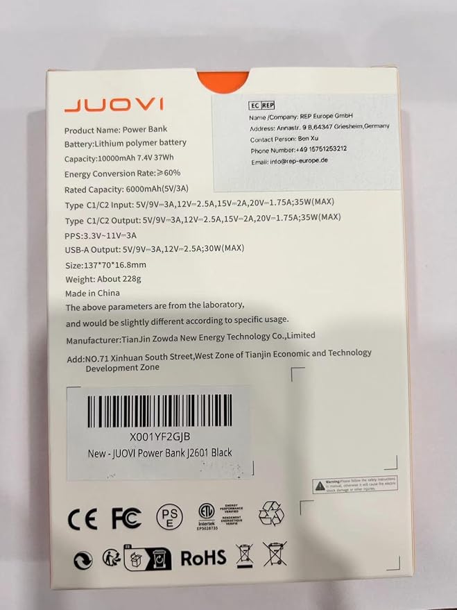 Power Bank Fast Charging 10000mAh 35W Portable Charger Small Battery Pack with PD 3.0 & QC 4.0 Type-C USB-A Input Output Lightweight Phone Charger Compatible for iPhone Samsung iPad