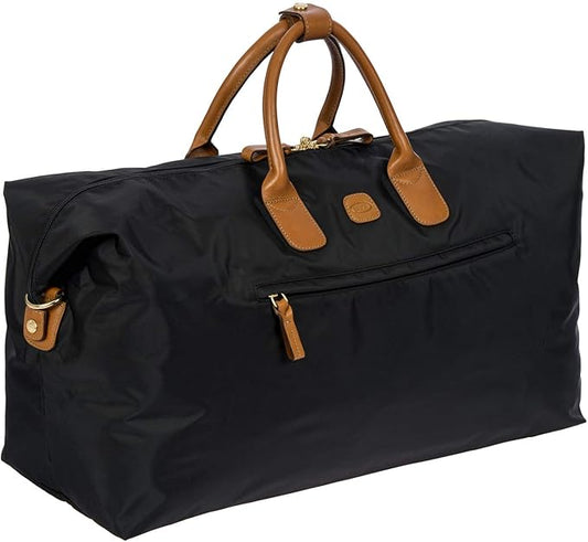 Bric's X-Travel Deluxe Duffle for Men and Women - Lightweight Overnight Carry On Travel Luggage with Tuscan Leather Trim and Sleeve Attachment - Water-Resistant Weekender or Gym-Ready Duffel