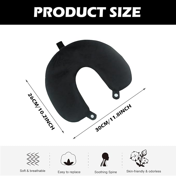 Travel Neck Pillow Cover, Neck Pillow Case, Pure, Soft and Smooh, Airplane Pillow Replacementt Cover Washable (Only Pillow Covers, no Filler)