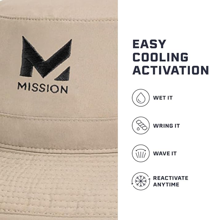 MISSION Cooling Bucket Hat - Unisex Wide-Brim Hat for Men & Women - Lightweight, Foldable & Durable - Cools Up to 2 Hours