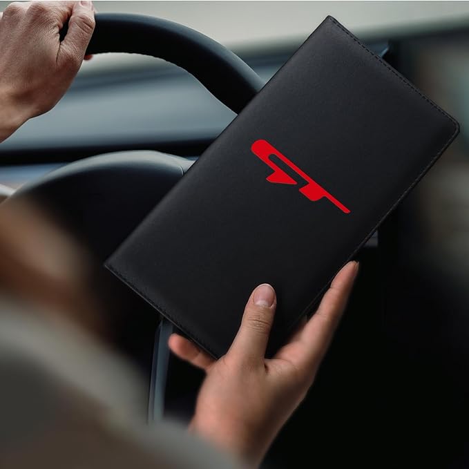 Luxury Leather Car Registration & Insurance Cards Holder for Kia K3 Forte Cerato 2021-2024 GT Cars, Black