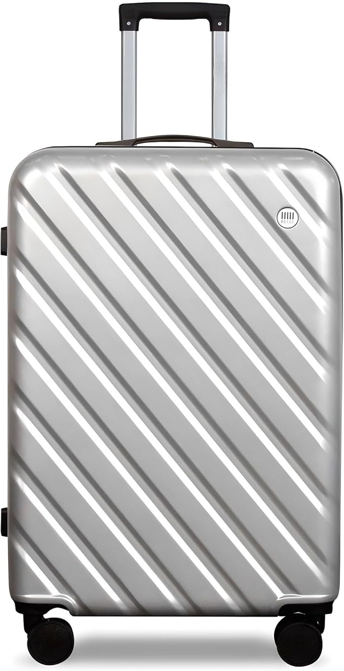 HotWay 24 Inch Expandable Checked In Luggage, Lightweight Hardshell Luggage with Spinner Wheels, Silver