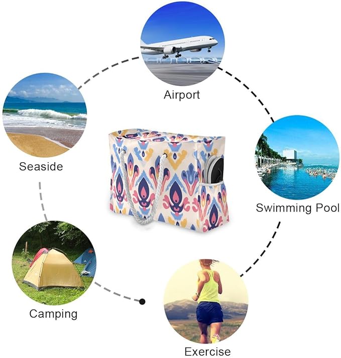 senya Large Beach Shoulder Bags Canvas Tote Water Resistant for Gym Travel Daily