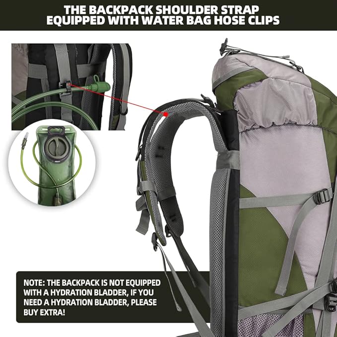 King'sGuard 70L Hiking Backpack with Rain Cover Lightweight Waterproof Travel Camping Backpack Large Backpacking Pack