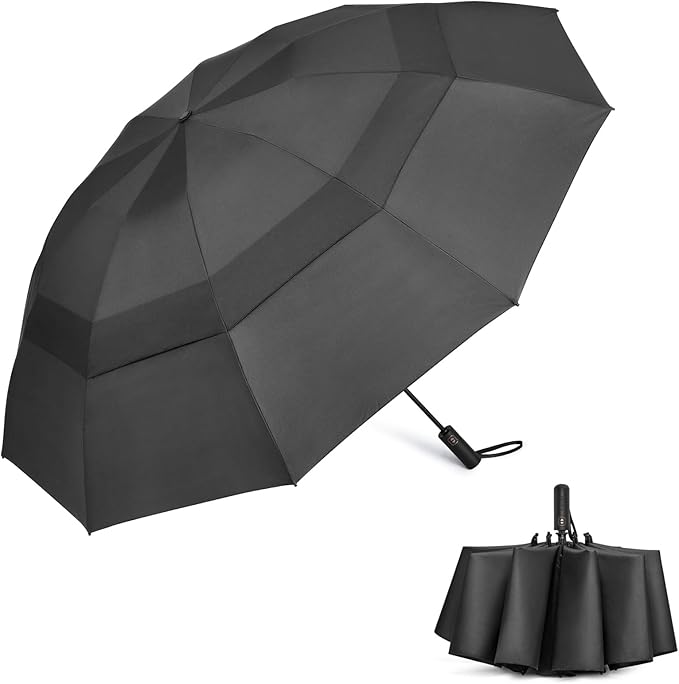 G4Free 42/46/54/62 Inch Large Golf Umbrella Compact Reverse Travel Umbrella 10 Ribs Windproof for Rain Double Canopy Automatic Open Close
