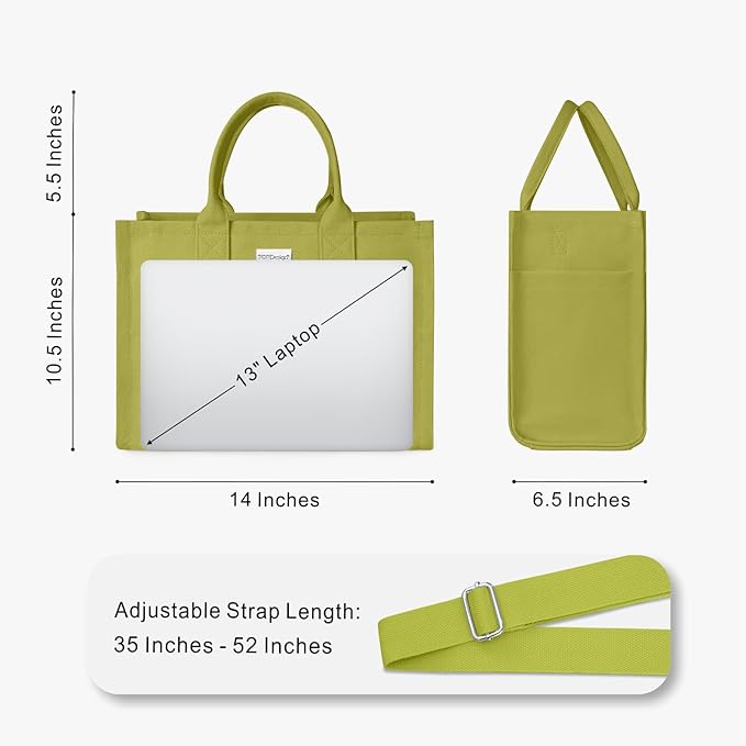 TOPDesign Heavy-Duty Canvas Tote Bag for Women, Adjustable Crossbody/Shoulder Handbag with 9 Pockets, Everything Tote