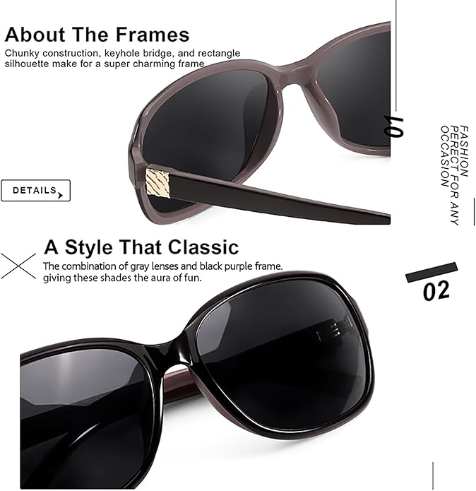 SIPHEW Polarized Sunglasses for Women | Vintage Square Sunglasses w UV400 Protection | Womens Wraparound Shade
