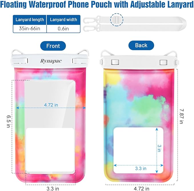 [Floatable] Waterproof Phone Pouch 2 Pack - [Up to 8.5"] IPX8 Floating Waterproof Phone Case Dry Bags with Adjustable Lanyard for Beach Vacation Travel Cruise Ship Pool Kayak Essentials
