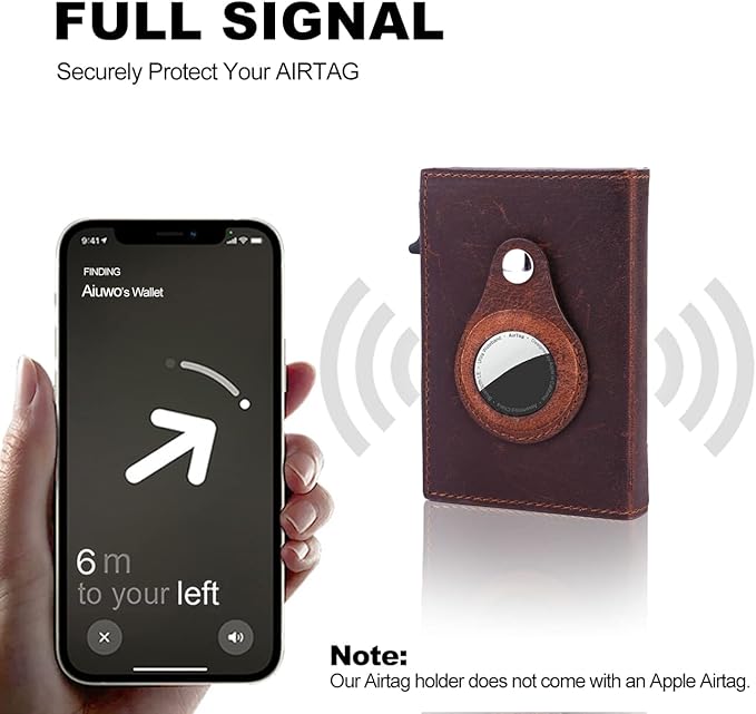 Aiuwo Airtag Wallet for Men,Mens Wallet Card Holder,Smart,Slim,Minimalist Wallet,Credit Cards Holder RFID Blocking Wallet (Airtag Wallet, Crazy Horse Brown)