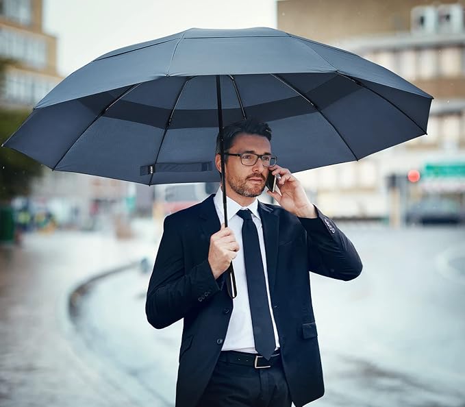 G4Free 42/46/54/62 Inch Large Golf Umbrella Compact Reverse Travel Umbrella 10 Ribs Windproof for Rain Double Canopy Automatic Open Close