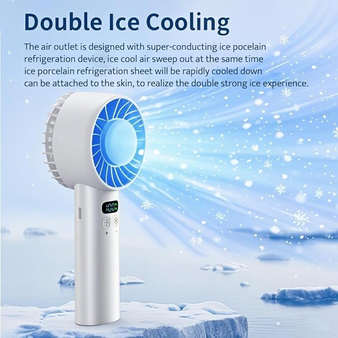 Portable Handheld Fan, Rechargeable 5200mAh Battery, Personal Mini Fan Rapid Cooling High Speed Turbo 100 Speed Adjustable, Digital Display, Travel Camping Outdoor Indoor Office, Gift for Women Men