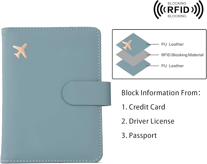 Melsbrinna Rfid Passport Holder for Travel women/Men, Cute Passport Wallet Rfid Blocking Card Slots, Rfid Passport Cover/CaseTravel Wallet, Passport Book Holder (2, Blue1Blue2)