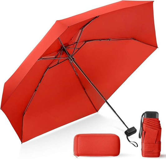LEAGERA Compact Travel Umbrella with Case - Mini Umbrella for Purse, Small Lightweight &Tiny Design Perfect for Parasol Outdoor Sun&Rain Umbrellas