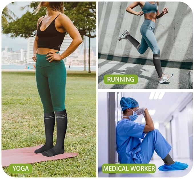 LEVSOX Viscose Made from Bamboo Compression Socks for Pregnant Women 20-30 mmHg Knee High Cute Mens Supports Socks for Travel