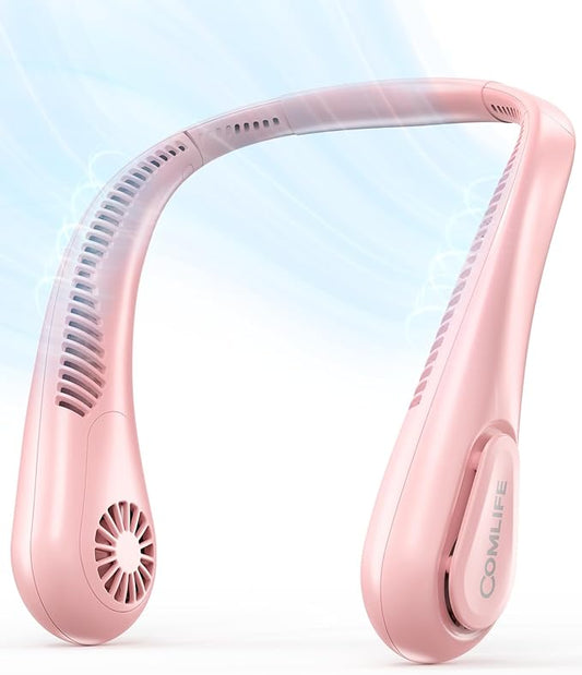 Portable Bladeless Neck Fan, 5000mAh Rechargeable Battery, 3 Speeds, Workout Essential, 360°Airflow, Twistable, Personal Wearable Neck Fan for Sports Outdoor Indoor, Gifts for Man Woman Family