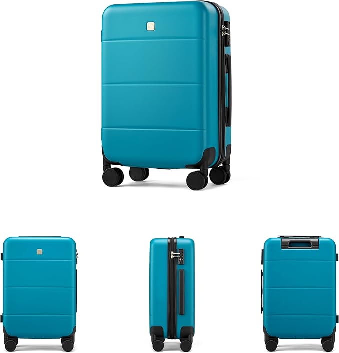 Hanke 24 Inch Checked Luggage with Spinner Wheels Hard Shell Suitcases Lightweight Travel TSA Luggage for Women Men Medium Suitcase(Caribbean Blue)