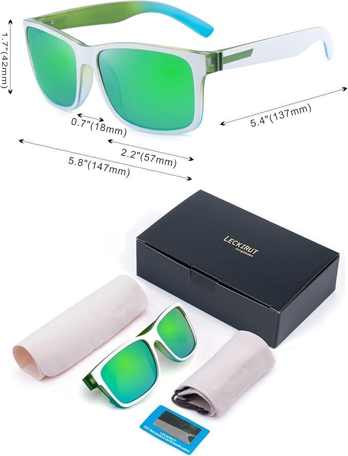 LECKIRUT Vintage Polarized Sunglasses for Men Women Retro Oversized Square Mirror Sun Glasses