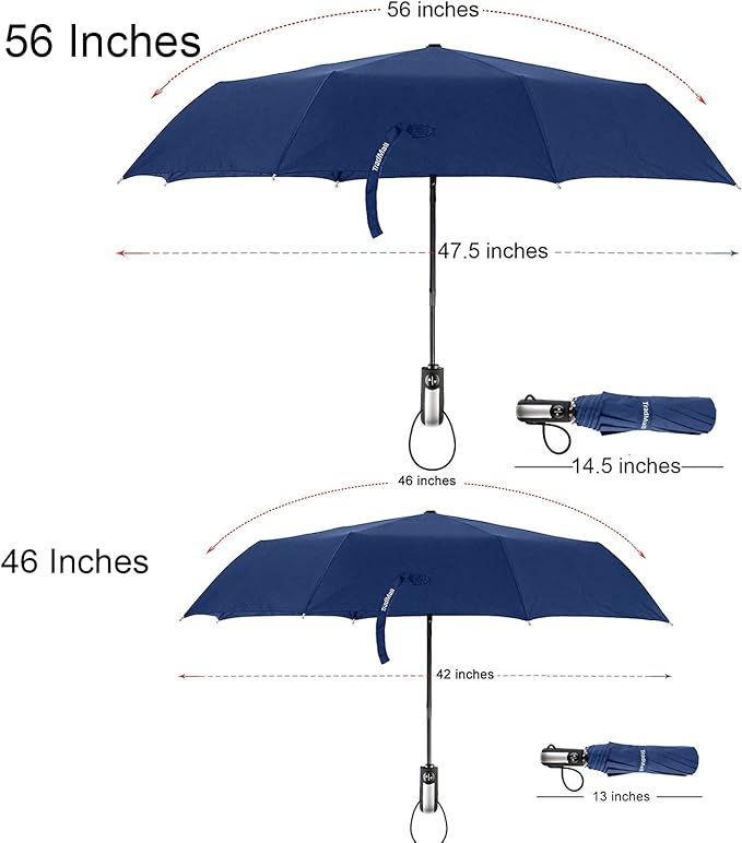 TradMall 3 Pack Travel Umbrella Windproof Portable 46/56 Inches Large Canopy Auto Open & Close