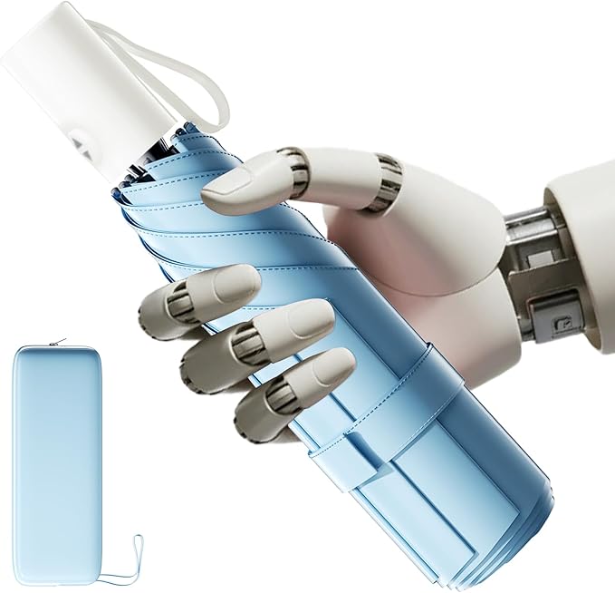 Automatic Mini Travel Windproof Folding Umbrella - UV Protection, Instant Open/Close for Rain/Sun, Small Compact Lightweight Design Fits in Tote Bag/Travel Case/Backpack for Commute, Women & Men