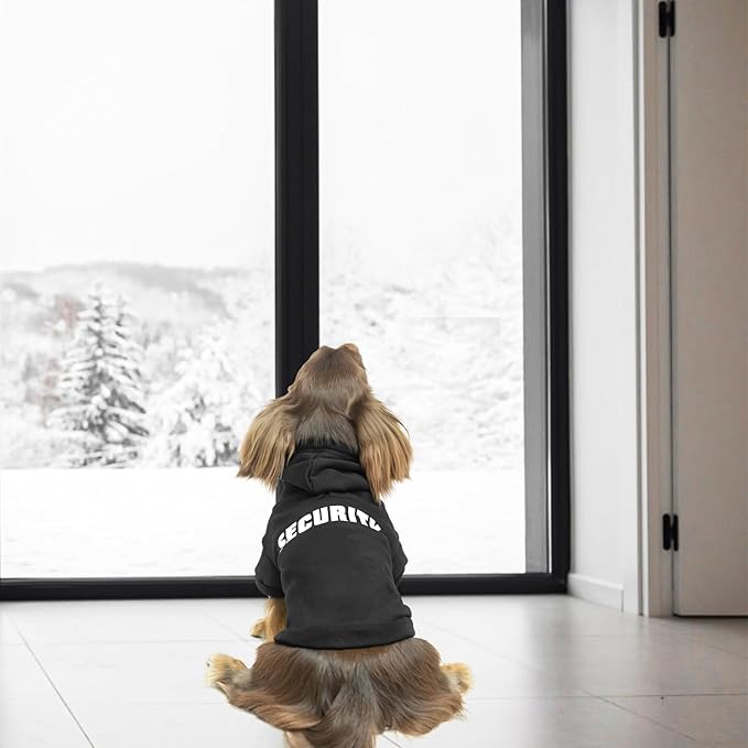 BINGPET Security Dog Hoodies Dachshund Sweater Cold Weather Dog Coats Soft Brushed Fleece Pet Clothes Hooded Sweatshirt for Dog Cat