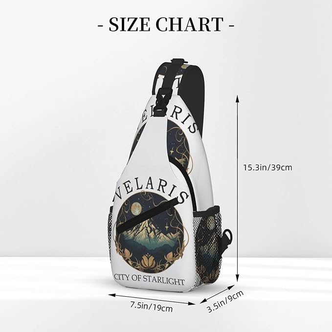 Velaris The City Of Starlight - The Night Court Fantasy Aesthetic Crossbody Bag Trendy Sling Bag Bakpack Casual Chest Bags Daypack For Hiking Walking Travel Running(1)