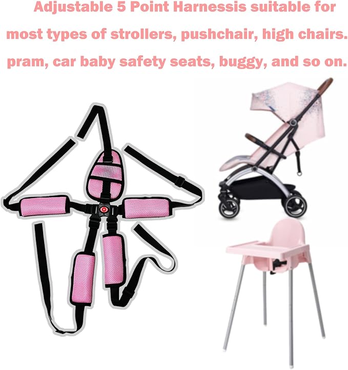 Alovexiong Universal 5 Point Harness Baby Seat Belt, Adjustable Harness Baby Safety Strap