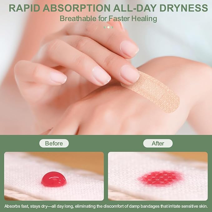 Silicone Adhesive Bandages Small Sizes for Sensitive Fragile Skin 1"x3" 50 Count Flexible Fabric Latex Free Hypoallergenic Breathable Bandages for Adhesive Allergy Wounds