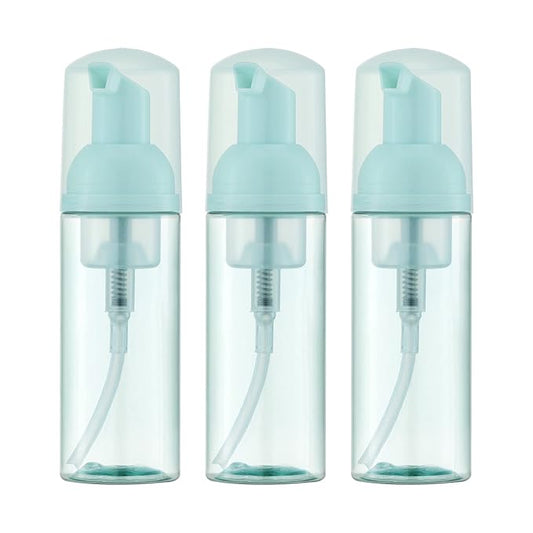 2oz Foam Bottle (3PCS) Empty Foaming Pump Dispenser for Hand Soap, Lash Cleanser, Shampoo to Travel (60ml, Green)