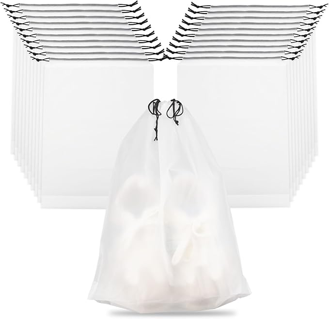 Teskyer Transparent Shoe Bags for Travel, 15.7" x 11.8" Waterproof Portable Travel Shoe Storage Bags for Packing - Travel Essentials for Men & Women, 20 PCS