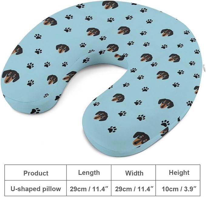 Memory Foam Travel Pillow Chin Head Support Cushion Little Dachshund Puppy Head Dog, Washable Removable Cover for Airplane Car Outdoor Sleep