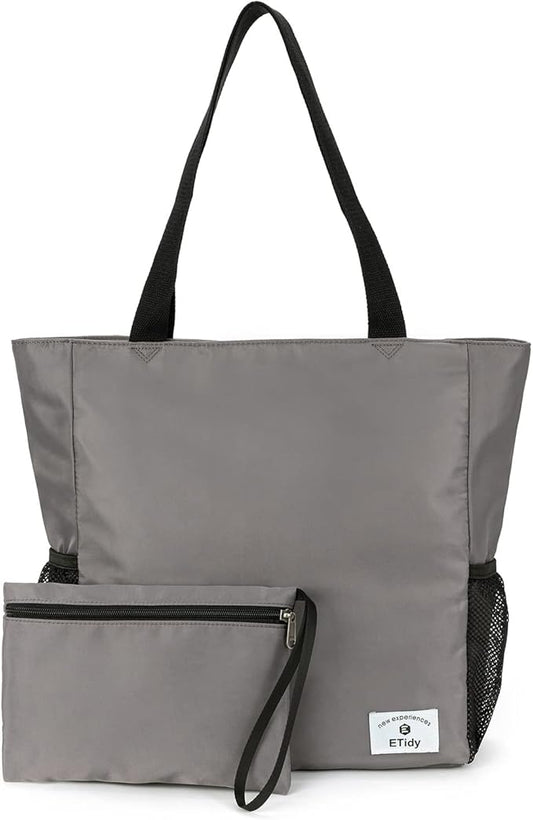 ETidy Large Capacity Foldable Tote Bag With Zipper Water-resistant SandproofWomen Beach Bag Handbag GymBag Travel ShoppingBag
