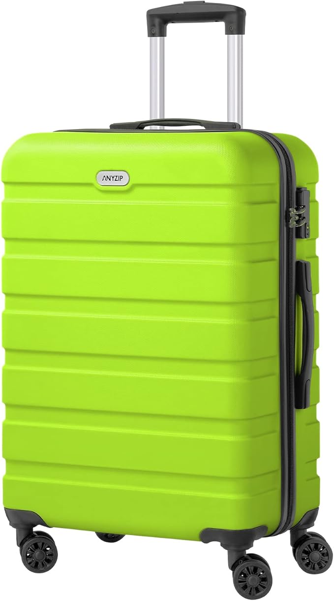 AnyZip Luggage PC ABS Hardside Lightweight Suitcase with 4 Universal Wheels TSA Lock Checked-Medium 24 Inch Apple Green