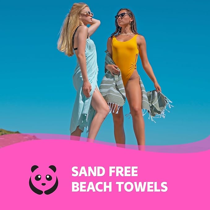 HAVLULAND Turkish Beach Towels Vacation Essentials Quick Dry Sand Free Soft Large XL Big Blanket Adult Oversized Bath Pool Swim Towel Set Bulk Case 6 Multipack Lightweight Thin Compact (Blue, 6 Pack)