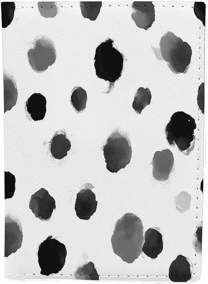 Polka Dots Passport Holder for Travel Brush Strokes Dalmatian Spots PU Leather Passport Cover Wallet Cute Passport Card Holder for Women and Men