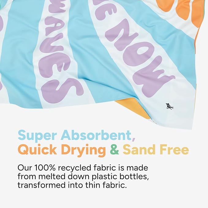 Dock & Bay Beach Towel - Quick Dry, Sand Free - Compact, Lightweight - 100% Recycled - Includes Bag - Vitamin Sea - Extra Large (200x90cm, 78x35)