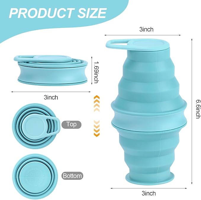 17oz Collapsible Water Bottle,Reuseable BPA Free Silicone Foldable Water Bottles for Outdoor, Travel Gym Hiking,Backpacking Portable & Leakproof,Portable Leak Proof Sports Water Bottle (B)