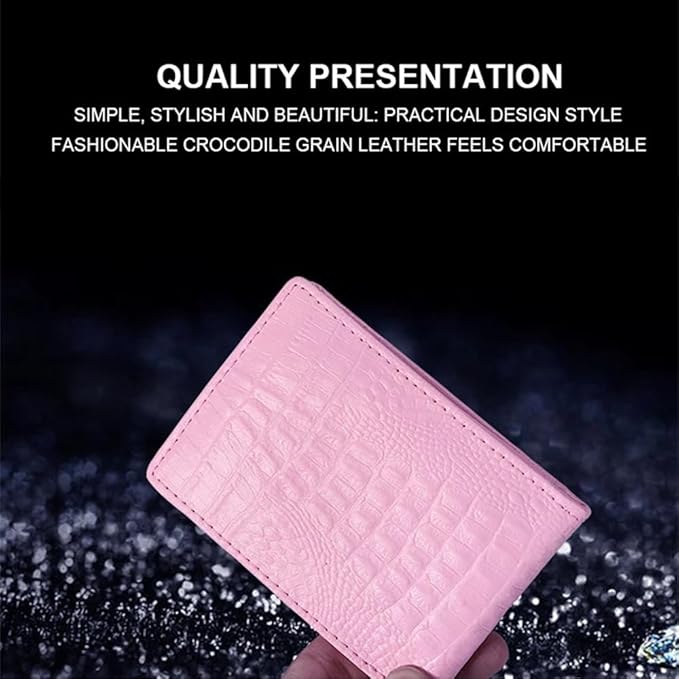 Bling Sparkle Rhinestone Flower Leather Credit Card Holder,10 Slots BlankDriver's License Holder for Women and Men, Multi-Functional Card Organizer for Documents, ID Cards, License (Pink)