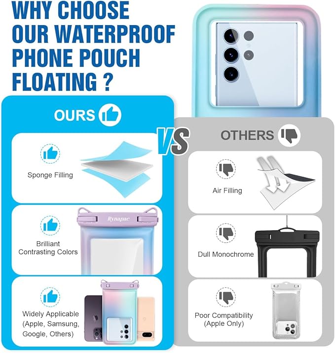 [Floatable] Waterproof Phone Pouch 2 Pack - [Up to 8.5"] IPX8 Floating Waterproof Phone Case Dry Bags with Adjustable Lanyard for Beach Vacation Travel Cruise Ship Pool Kayak Essentials