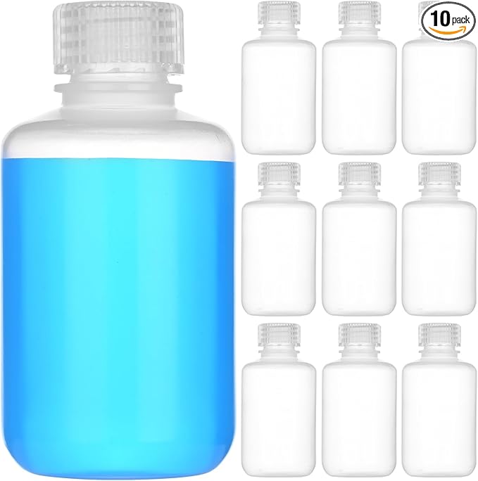 4oz/125ml Plastic Sample Bottles with caps, Wide Mouth Reagent Bottle with Lids Leak Proof Containers Water Sample Bottles for Laboratories, Travel(10Pcs)