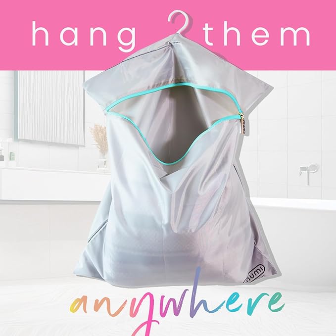 Mesh Laundry Bags for Delicates – MUMI Travel Laundry Bag with Hanger & Pouch | Large Lingerie Wash Bag for Washing Machine, Baby Clothes, Gym & Travel | Odor-Resistant Laundry Mesh Bag - Purple