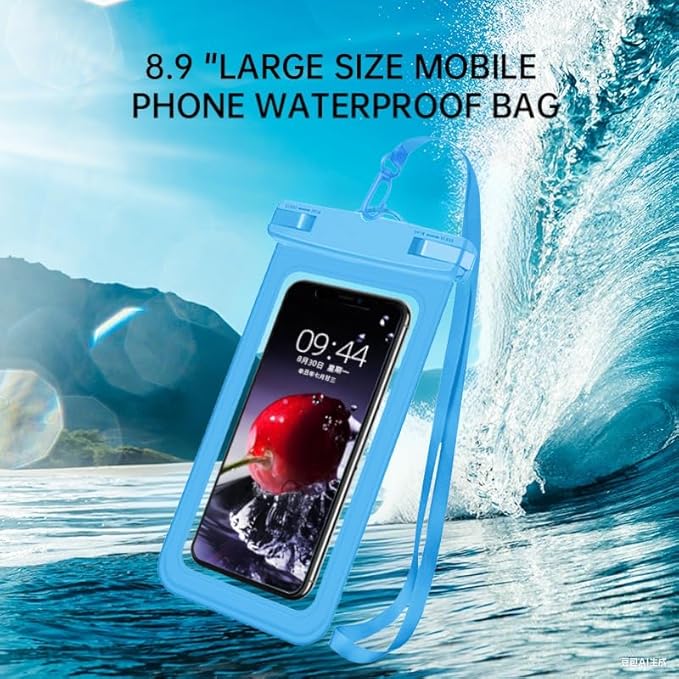 [Up to 8.9" 2 Pack Waterproof Phone Pouch Case,Waterproof Phone Bag for iPhone 17 16 15 14 13 Pro Max Plus Galaxy S25 S24 Ultar Plus+,IPX8 Cellphone Dry Bag Beach Travel Essentials-Blue